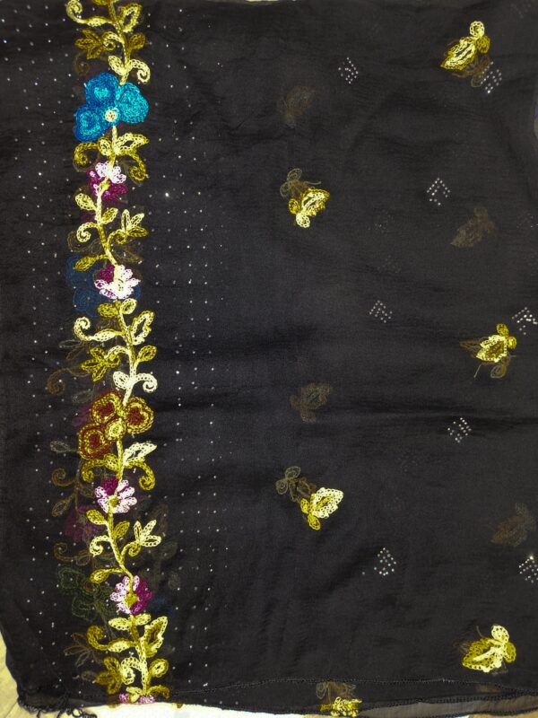 Black border work fancy dupatta